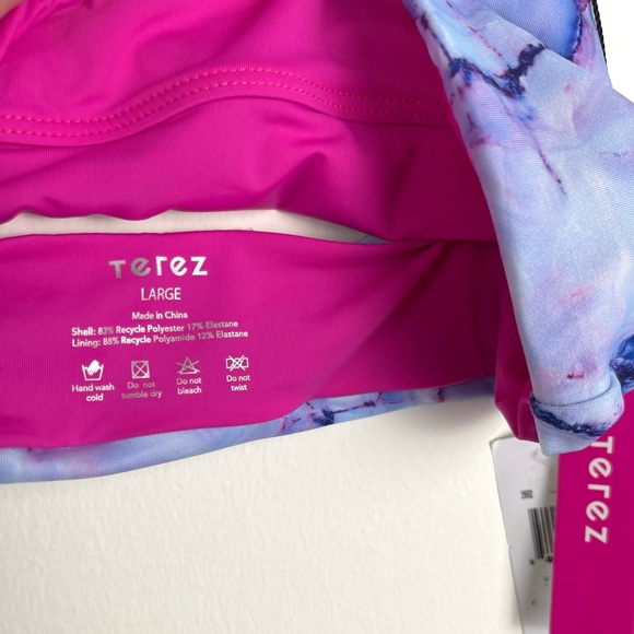 Terez Bra Top NWT $90 Swim Purple Marble Bikini Gym Large Medium Festival Rave - Picture 12 of 13